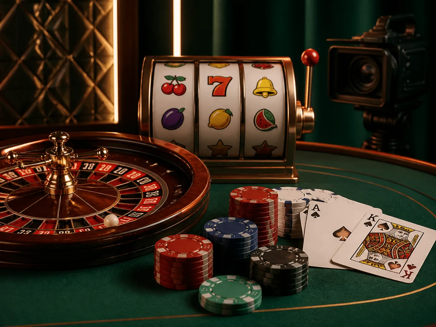 Categorias genéricas de slots, roleta, cartas e cassino ao vivo