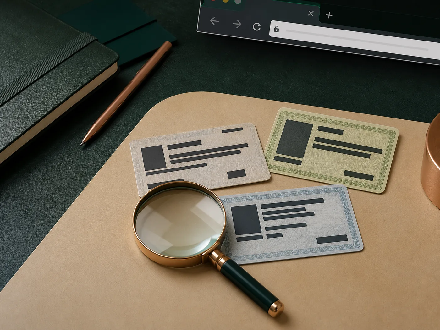Elementos de verificação de nome, domínio e identidade RJRJ